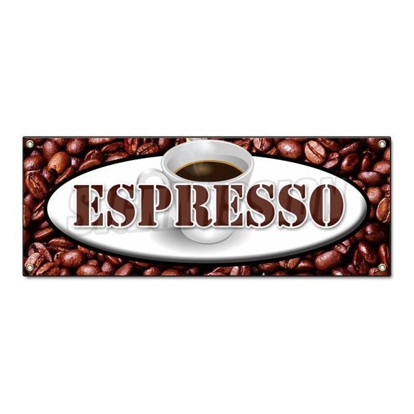 ESPRESSO BANNER SIGN coffee shop cafe beans cappuccino hot bar latte